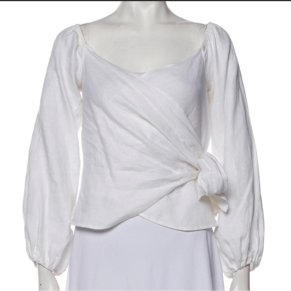 Reformation White Bateau Linen Top